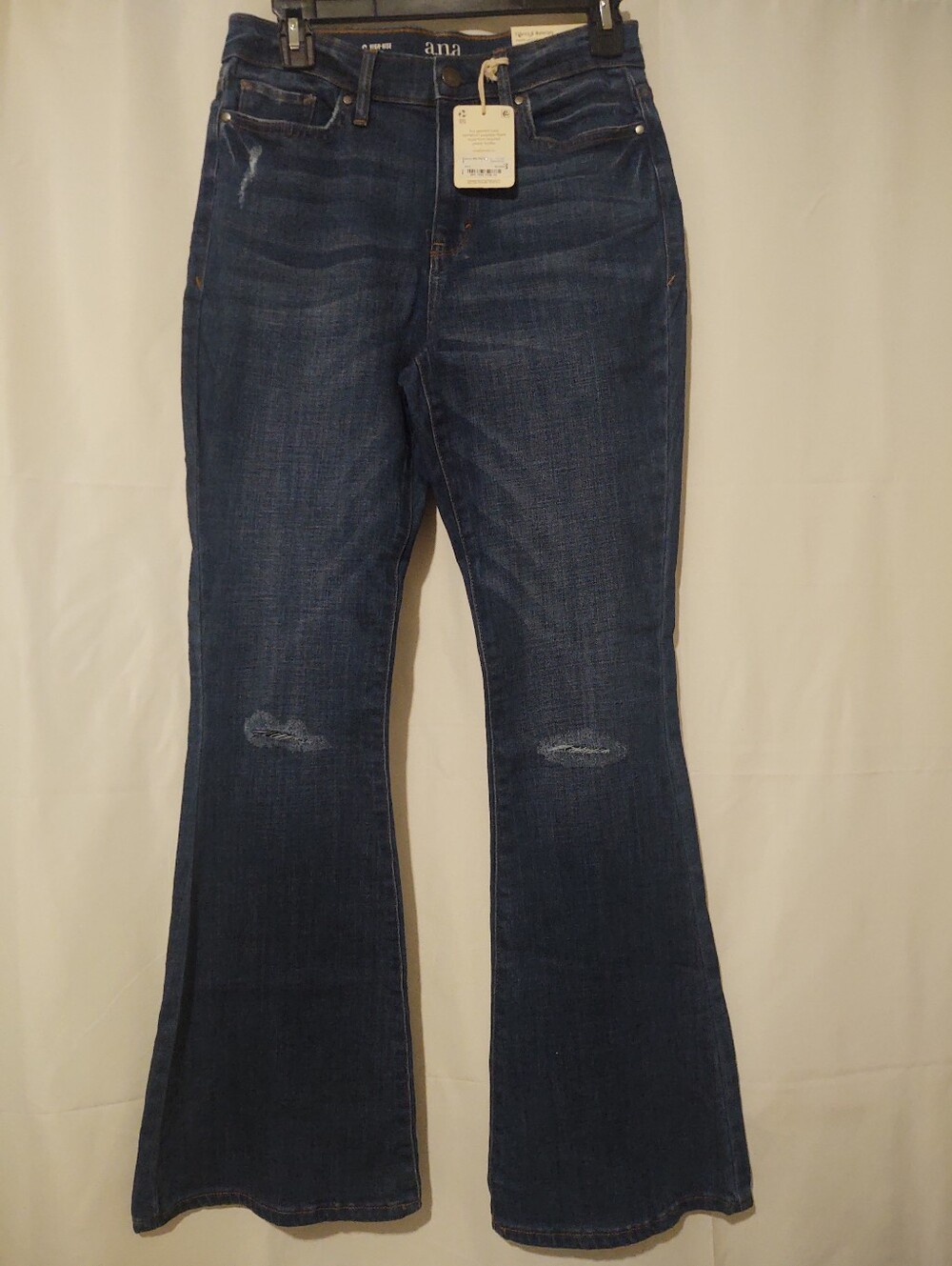 a.n.a Dark Blue Flare Jeans with Knee Distress